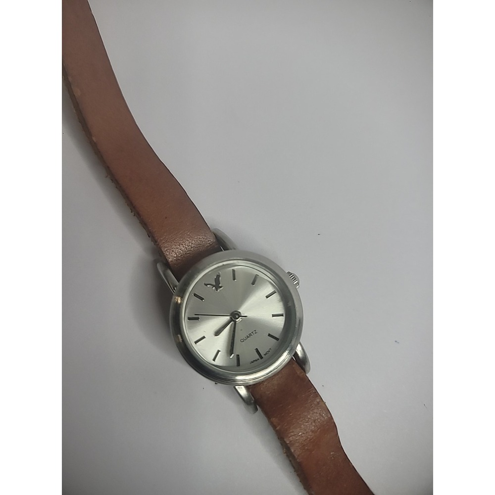 Vintage AEO American Eagle Outfitters Silver Tone Brown Wrap Strap Snap Womens